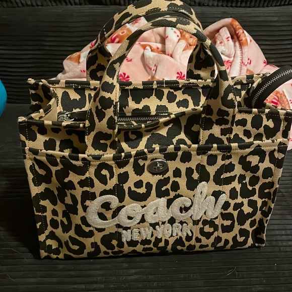 Coach leopard tote bag with strap - Picture 1 of 4